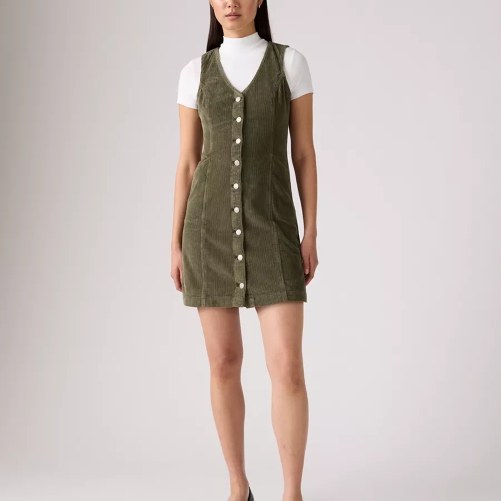NWT Levis Olive Corduroy Button-Down Dress